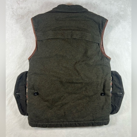 Polo Ralph Lauren Size Small Button Front Leather Detail Hunting Brown Vest EUC - Picture 10 of 14